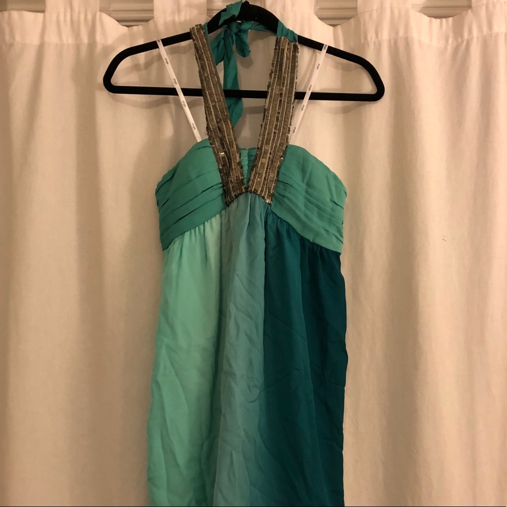 Single turquoise ombré dress sz L